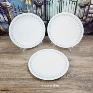 Corelle Snowflake Blue 8.5" Salad Plates Lot of 3 Corning Vintage